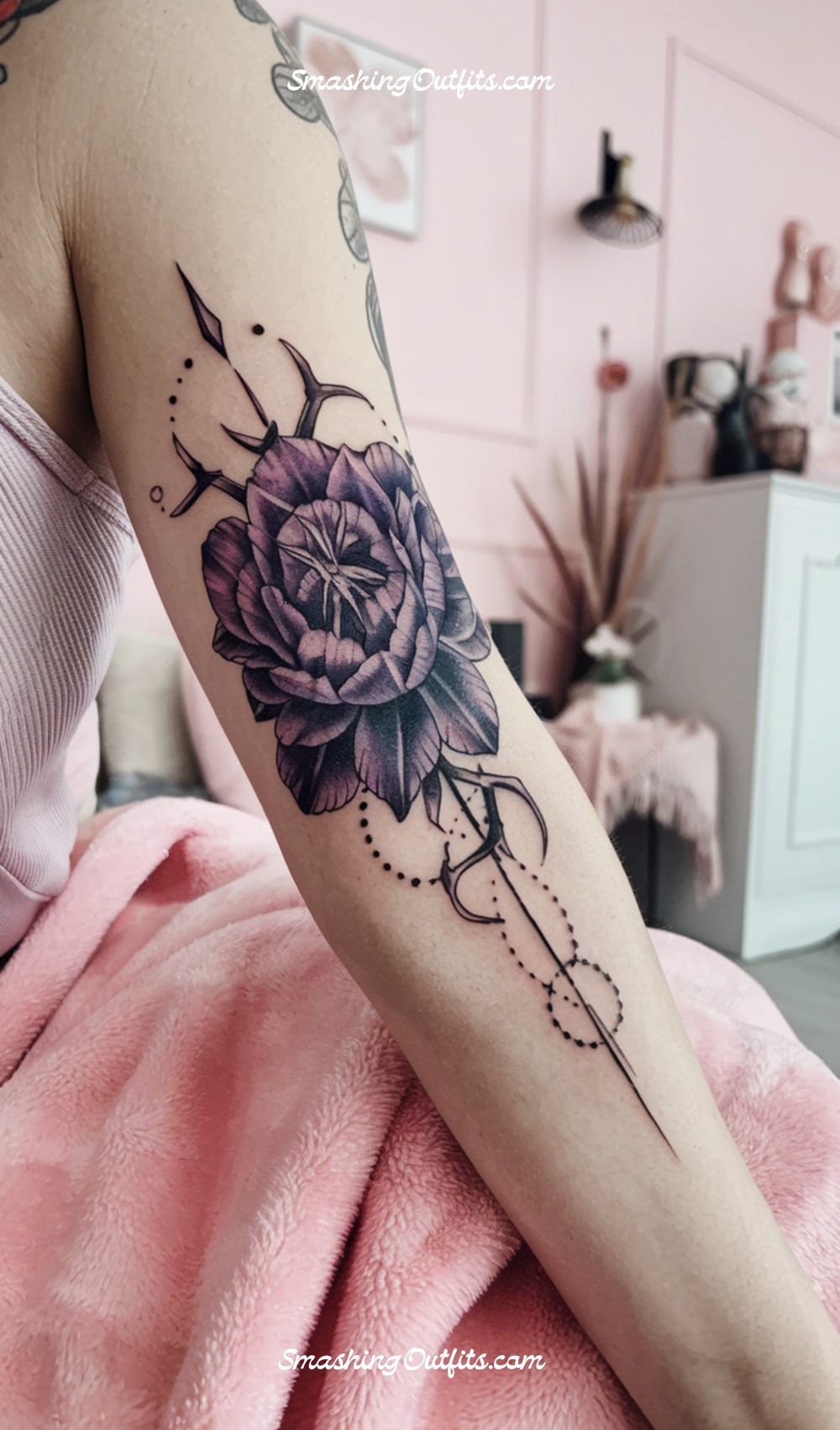Custom Floral Gothic Tattoo