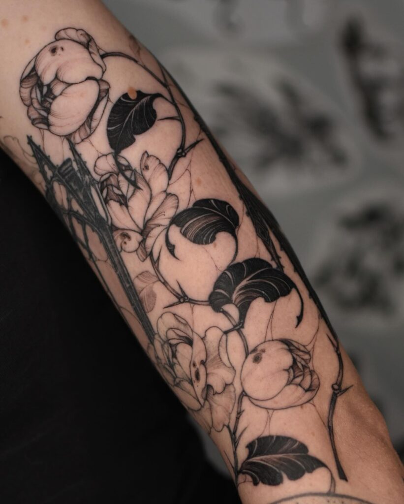Detailed Rose Flower Tattoo