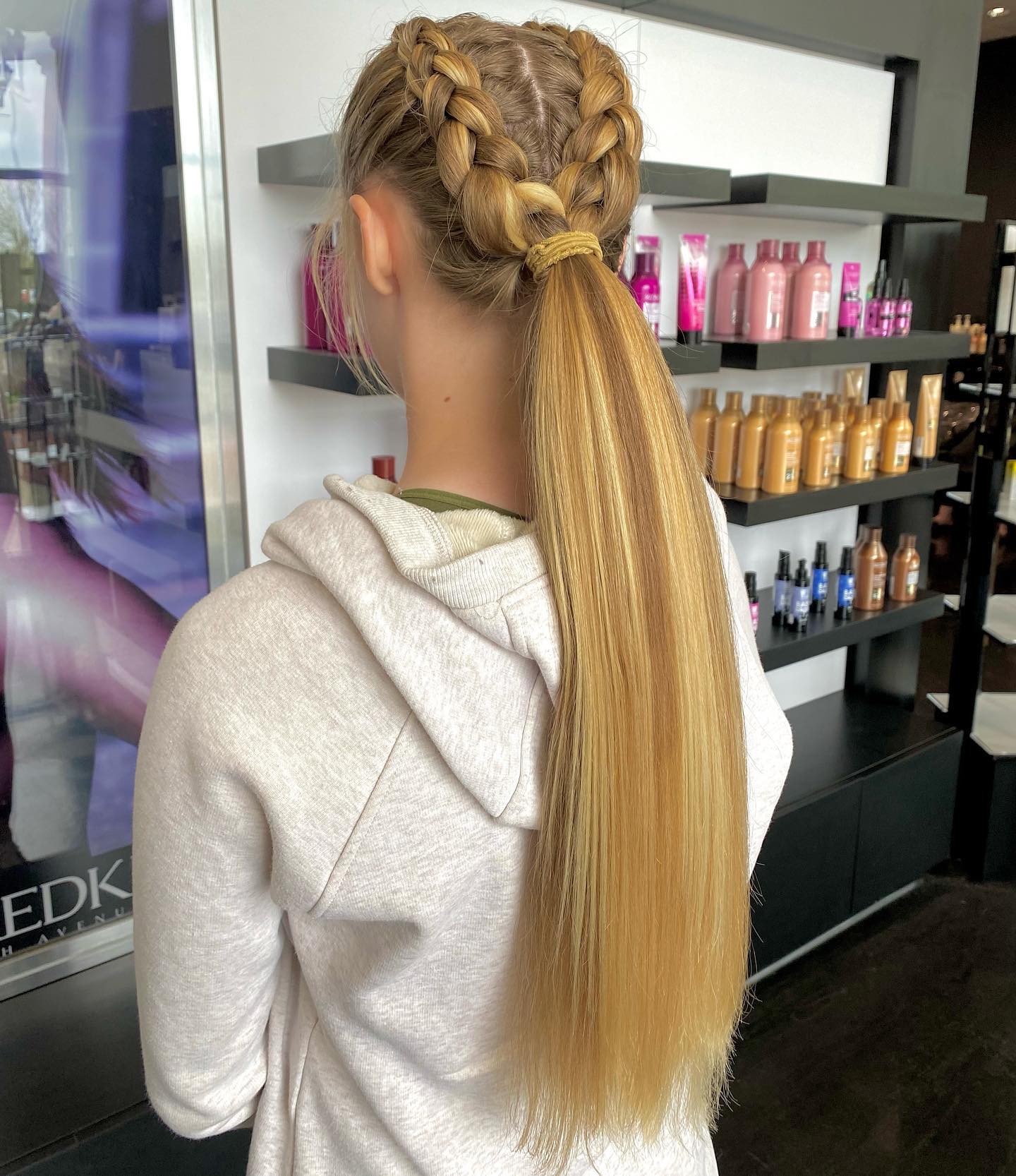 Double Dutch braids With Sleek Ponytail