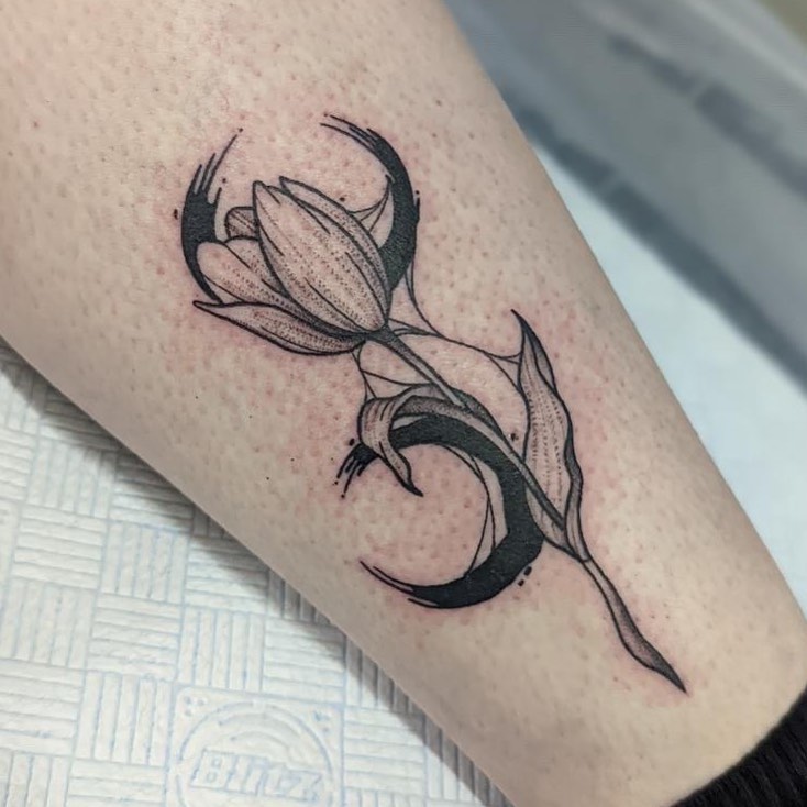 Gothic Style Tulip Tattoo