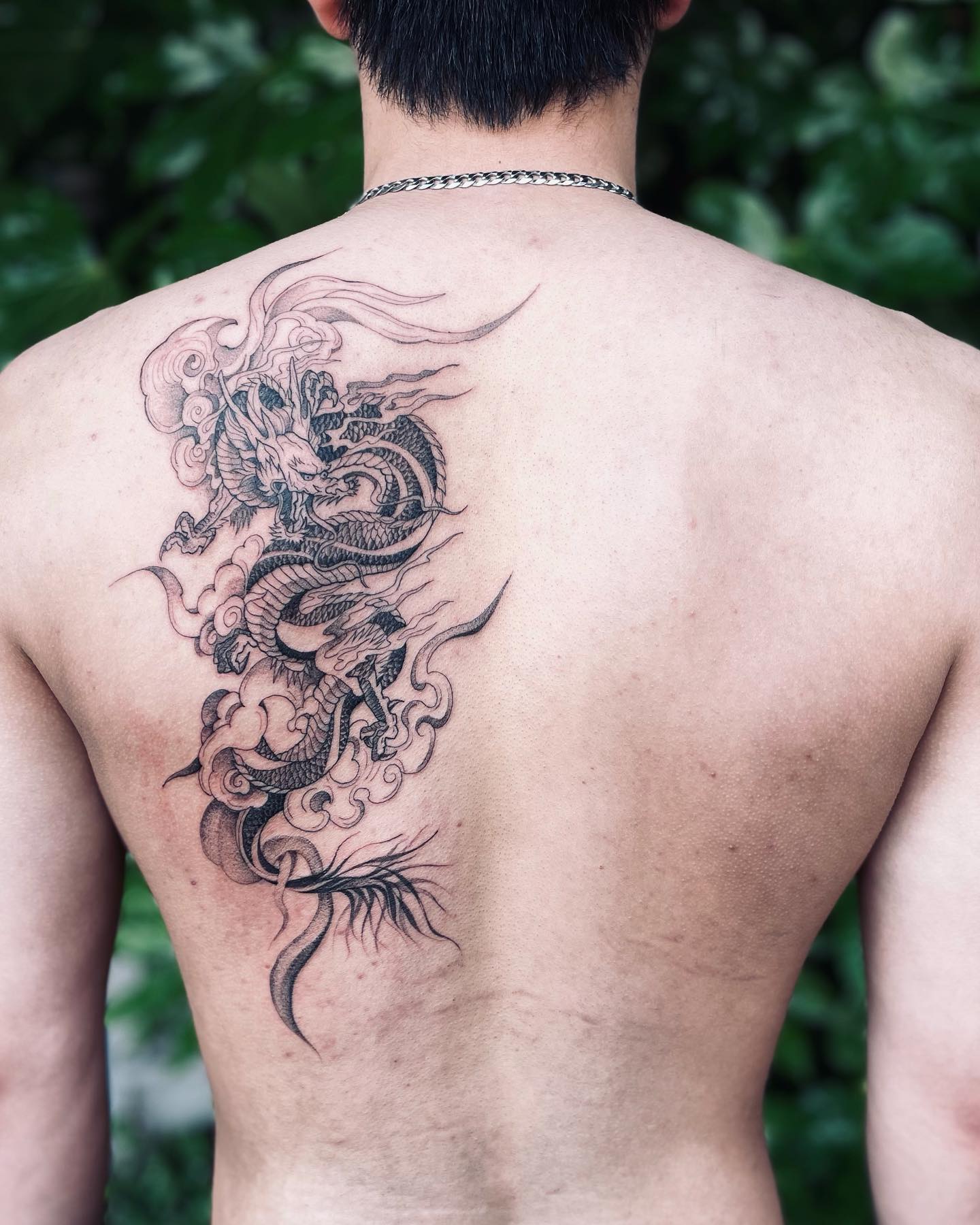 Asian Upper Back Dragon Tattoo
