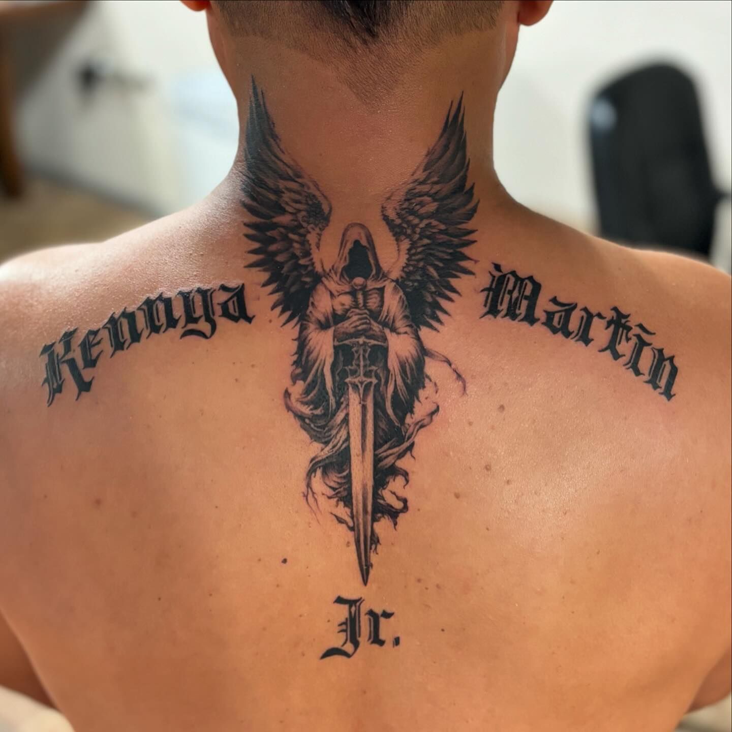 Creative Sword Angel Tattoo
