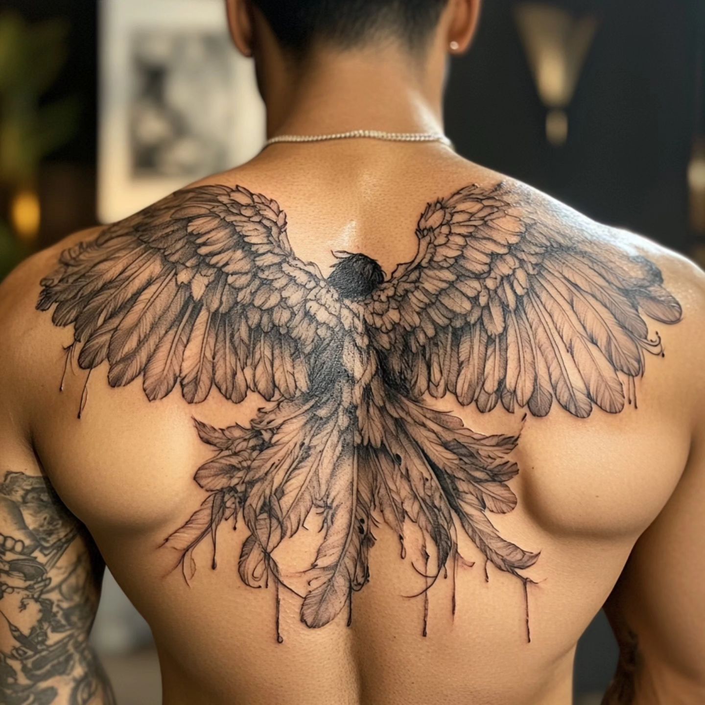 Full Upper Back Angel Tattoo