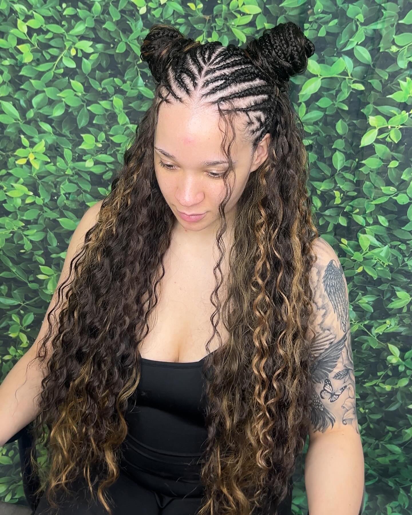 Half Bun Cornrow, Half Crochet Hairstyle