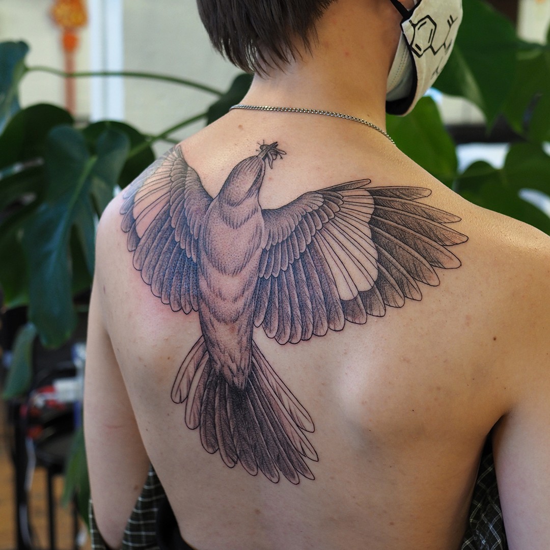 Life-Sized Mockingbird Tattoo