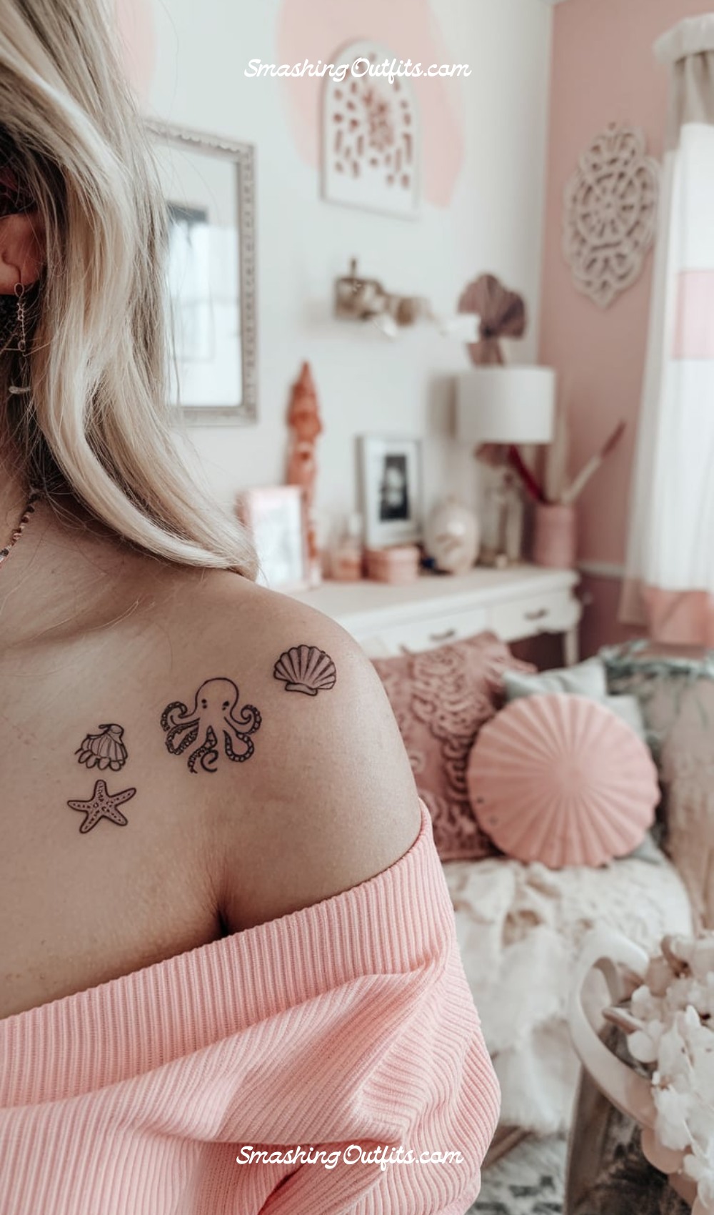 Octopus And Star Fish Shoulder Tattoo
