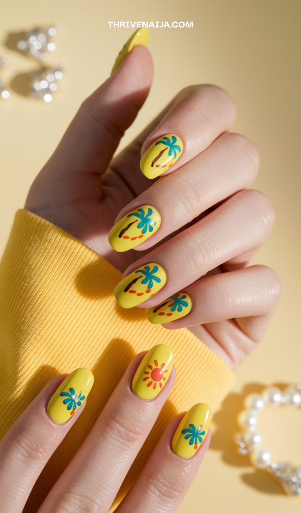 Dreamy Blue and Colorful Moon Nail Art