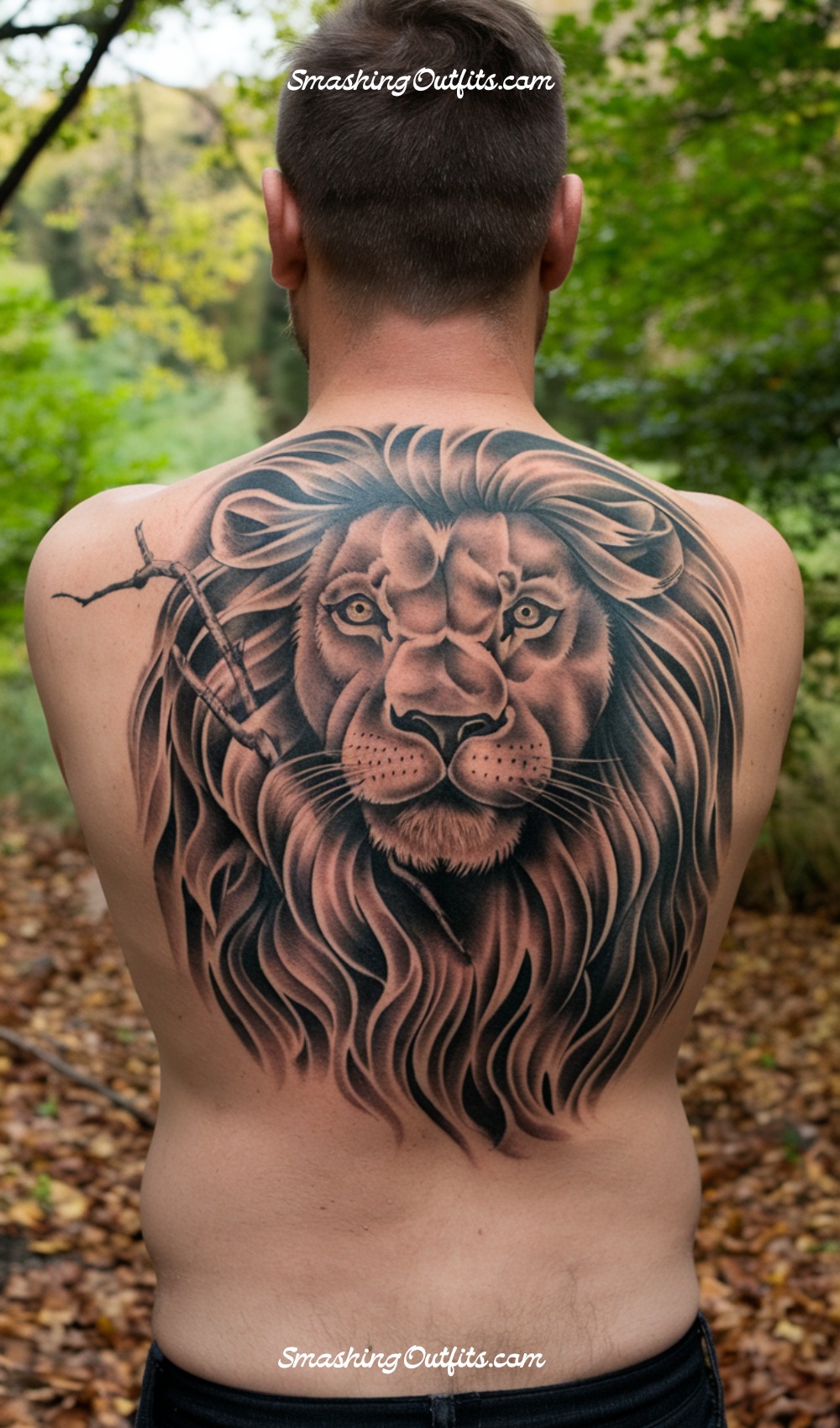 Lion Upper Back Tattoo Design
