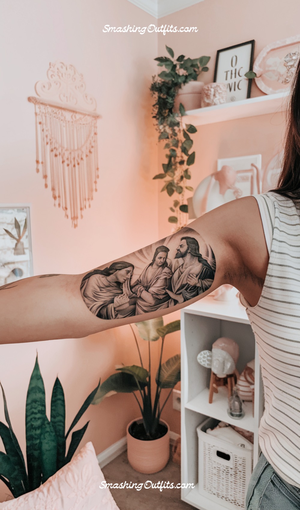 Black And Grey Biblical Tattoo