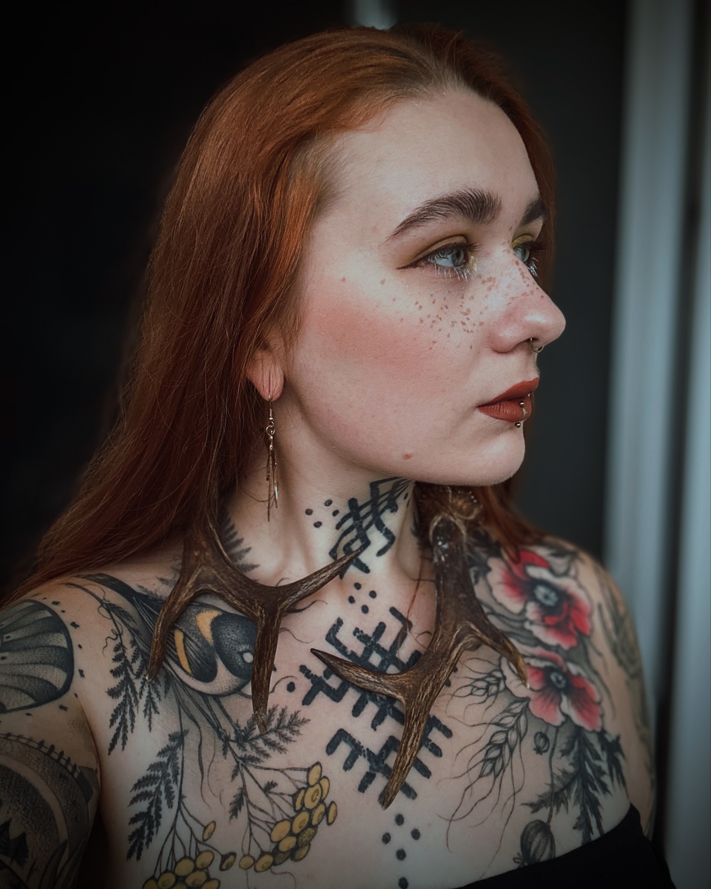 Graphic Folk Chest Tattoo