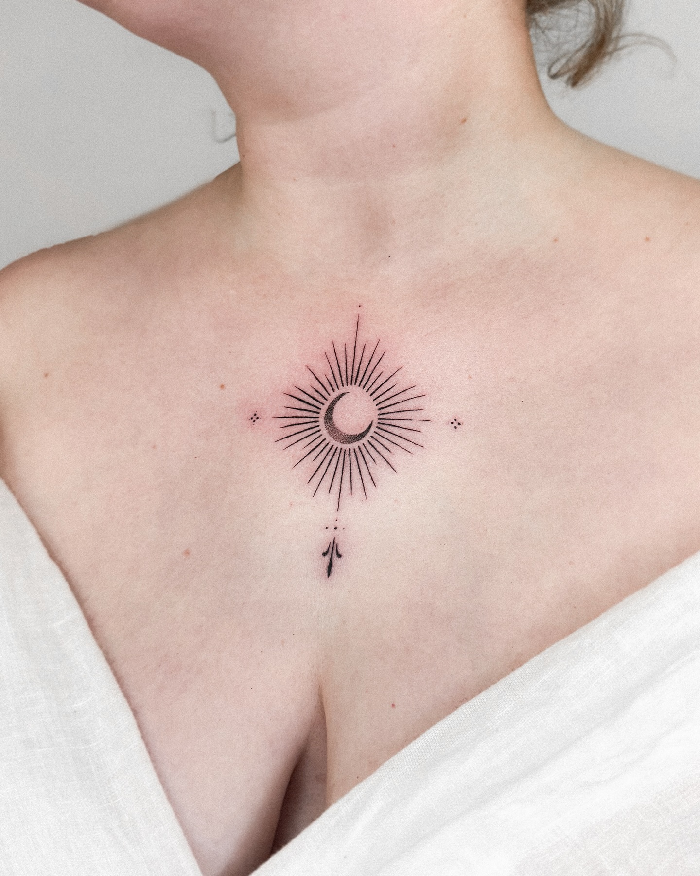 Whimsical Witchy Chest Tattoo