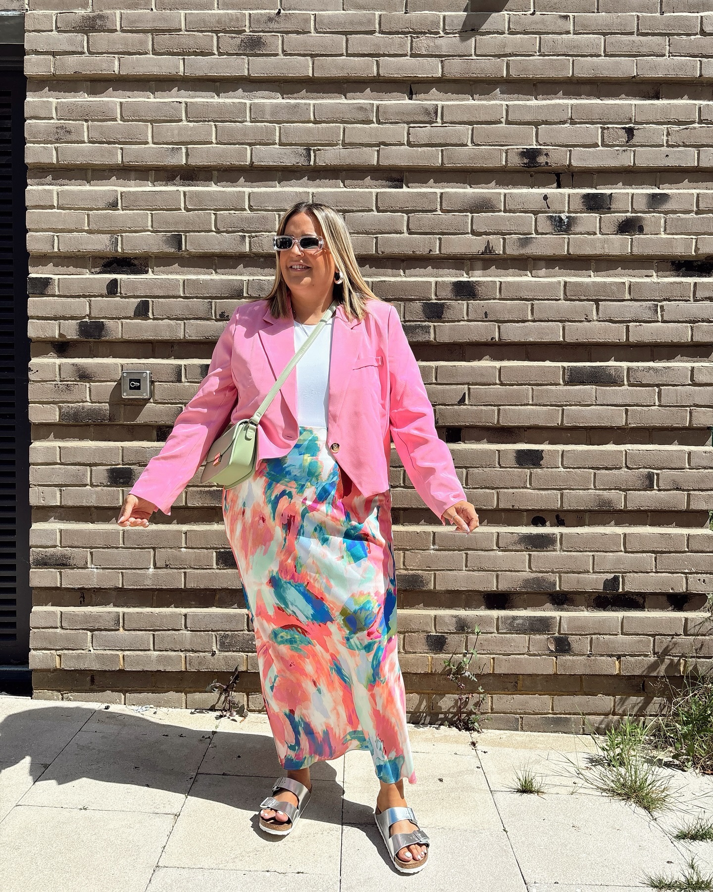 Blazer With Marble Maxi Skirt