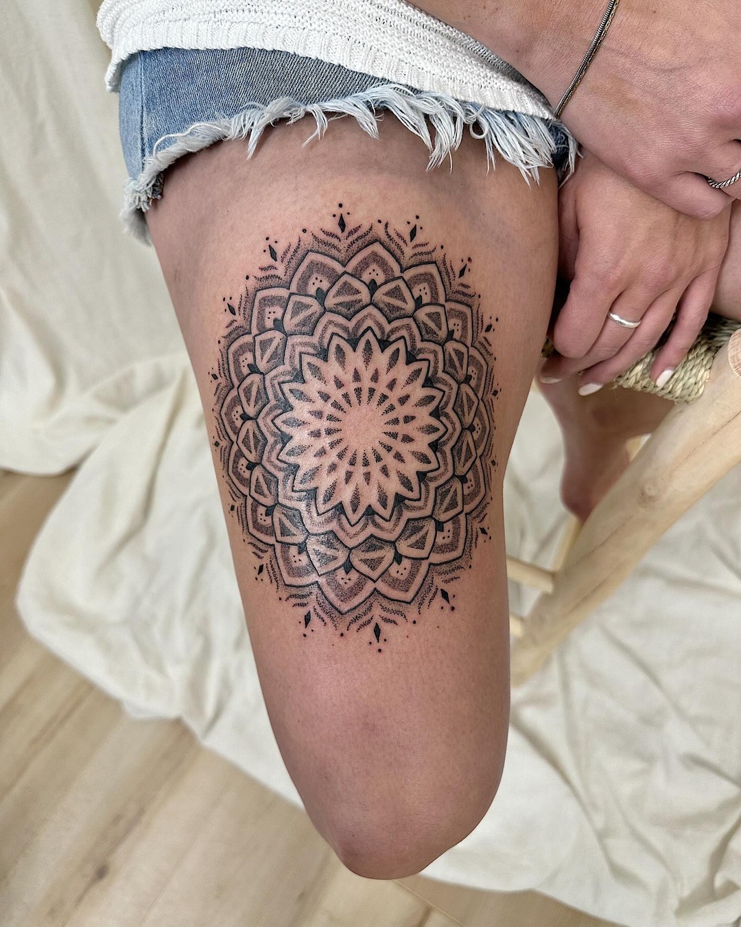 Geometric Mandala Script Tattoo