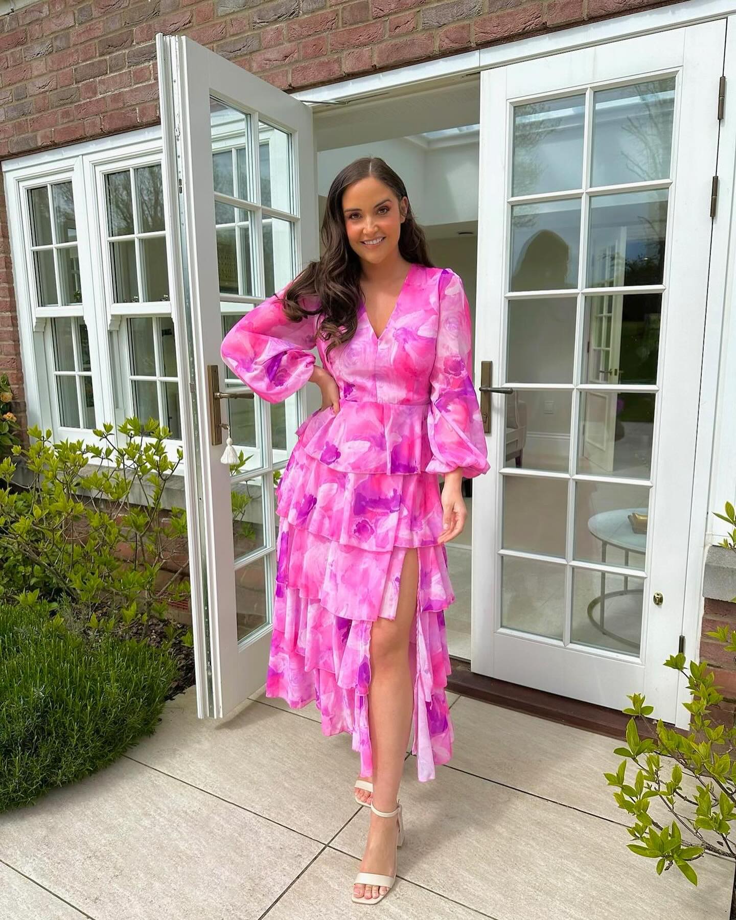 Pastel Floral Front Slit Dress