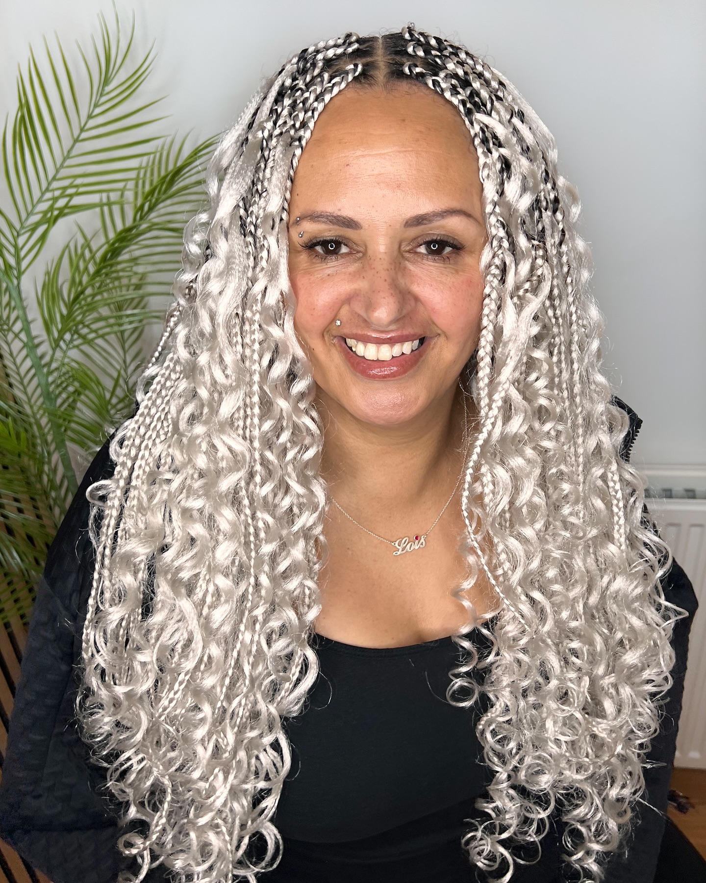 Waist-length Silver Box Braids