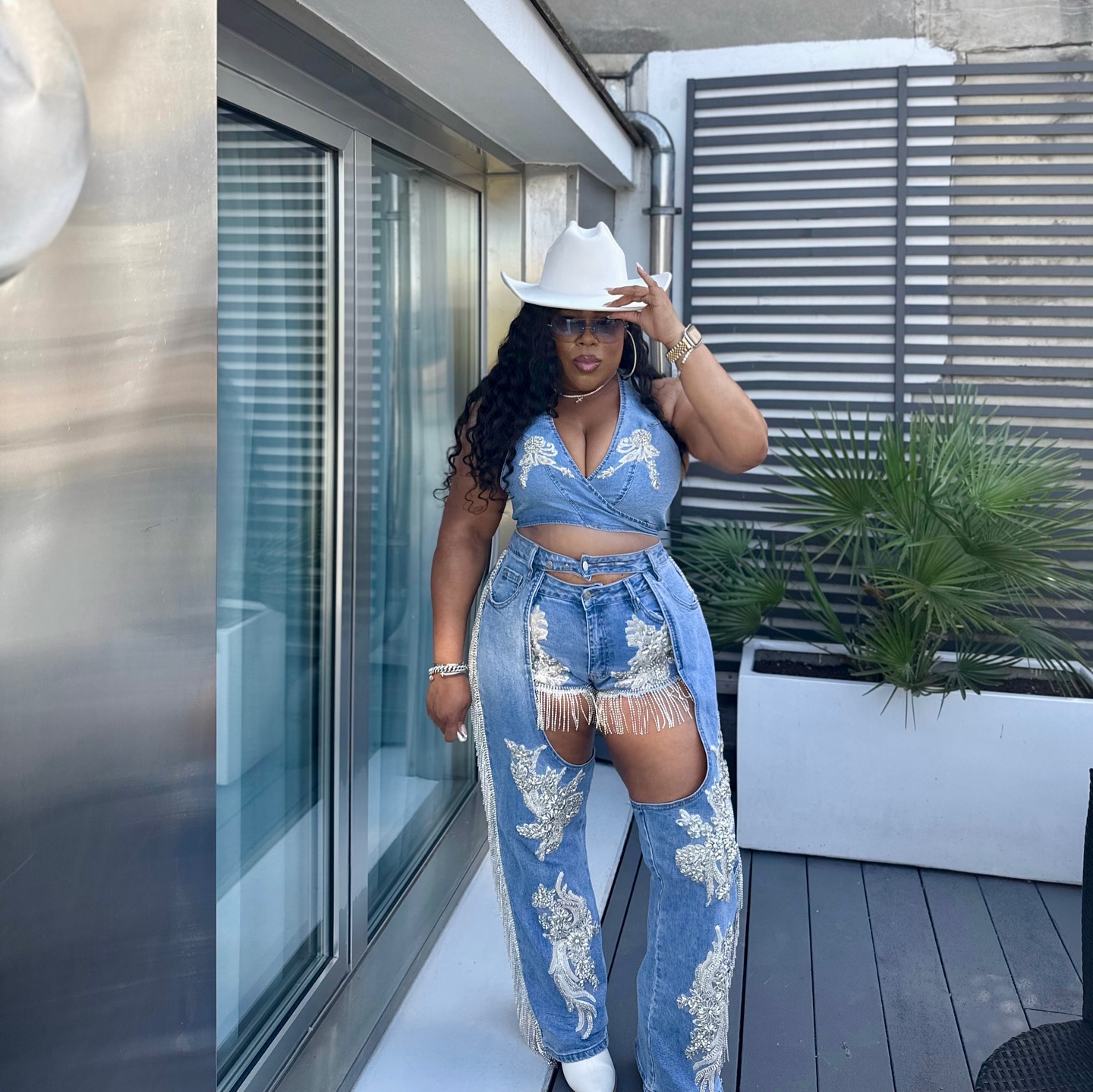 Embroidered Jeans Cowboy Outfit