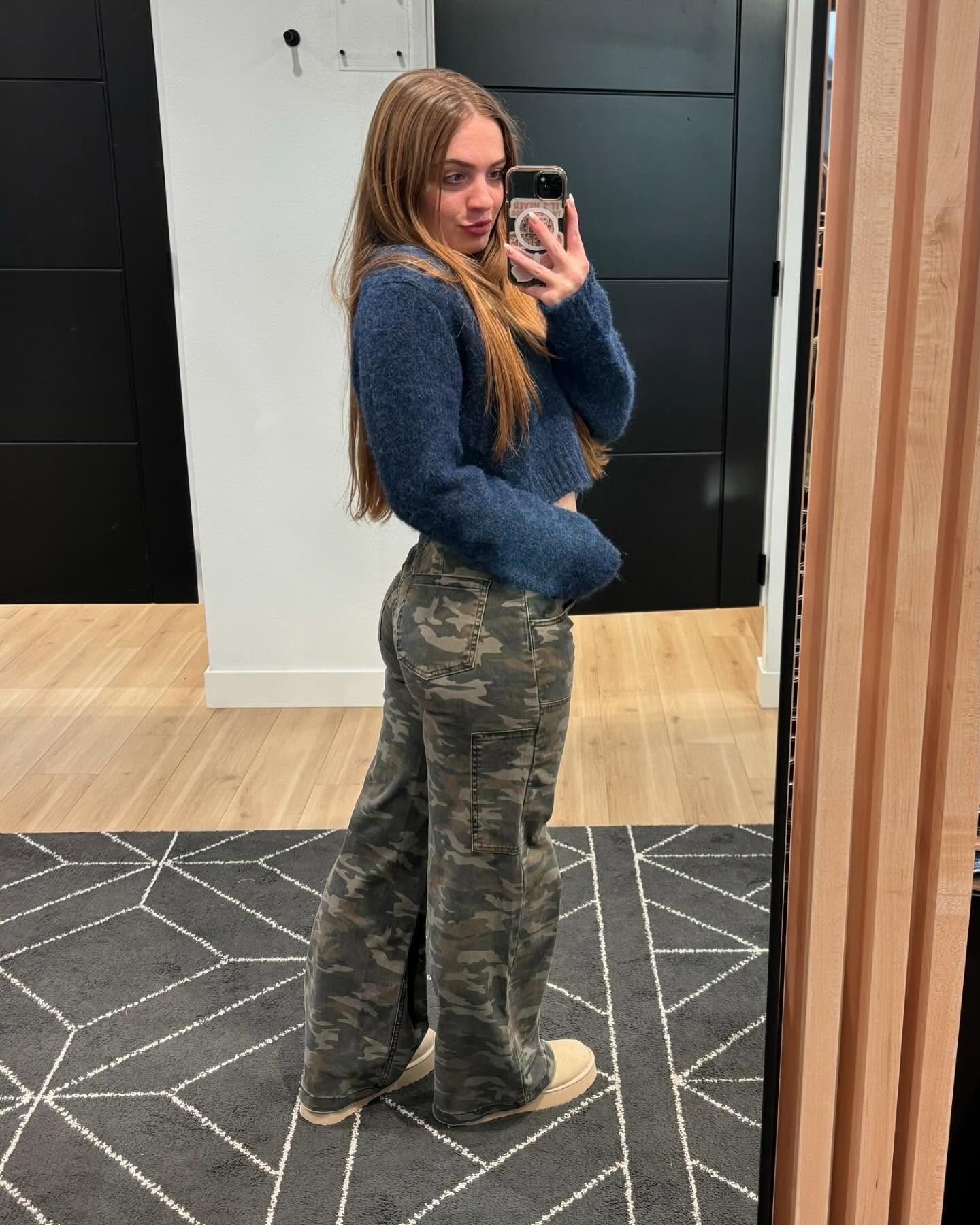 Camo Cargo Pants and a Knitted Sweater