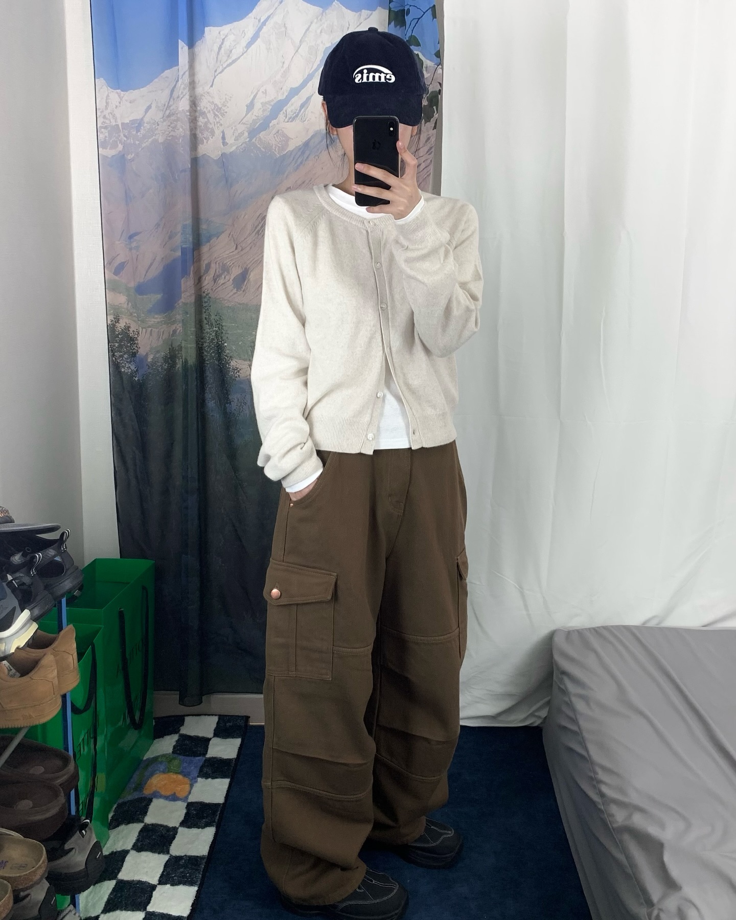 Knitted Cardigan and Cargo Pants