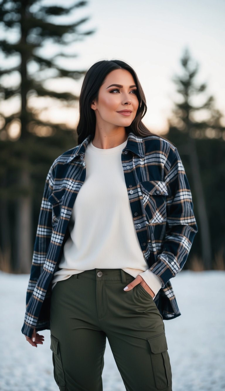 Plaid Shirt with Thermal Tee Inside