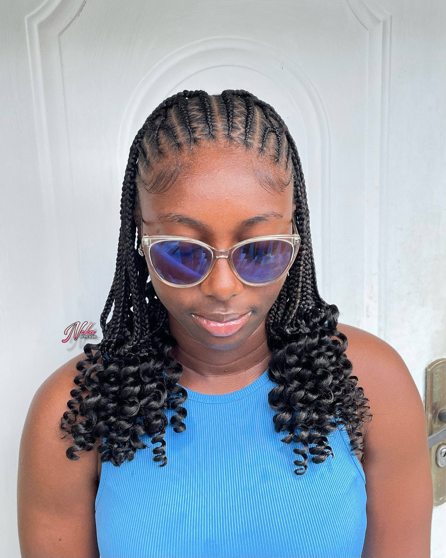 Shoulder Length Fulani Braids With Curls