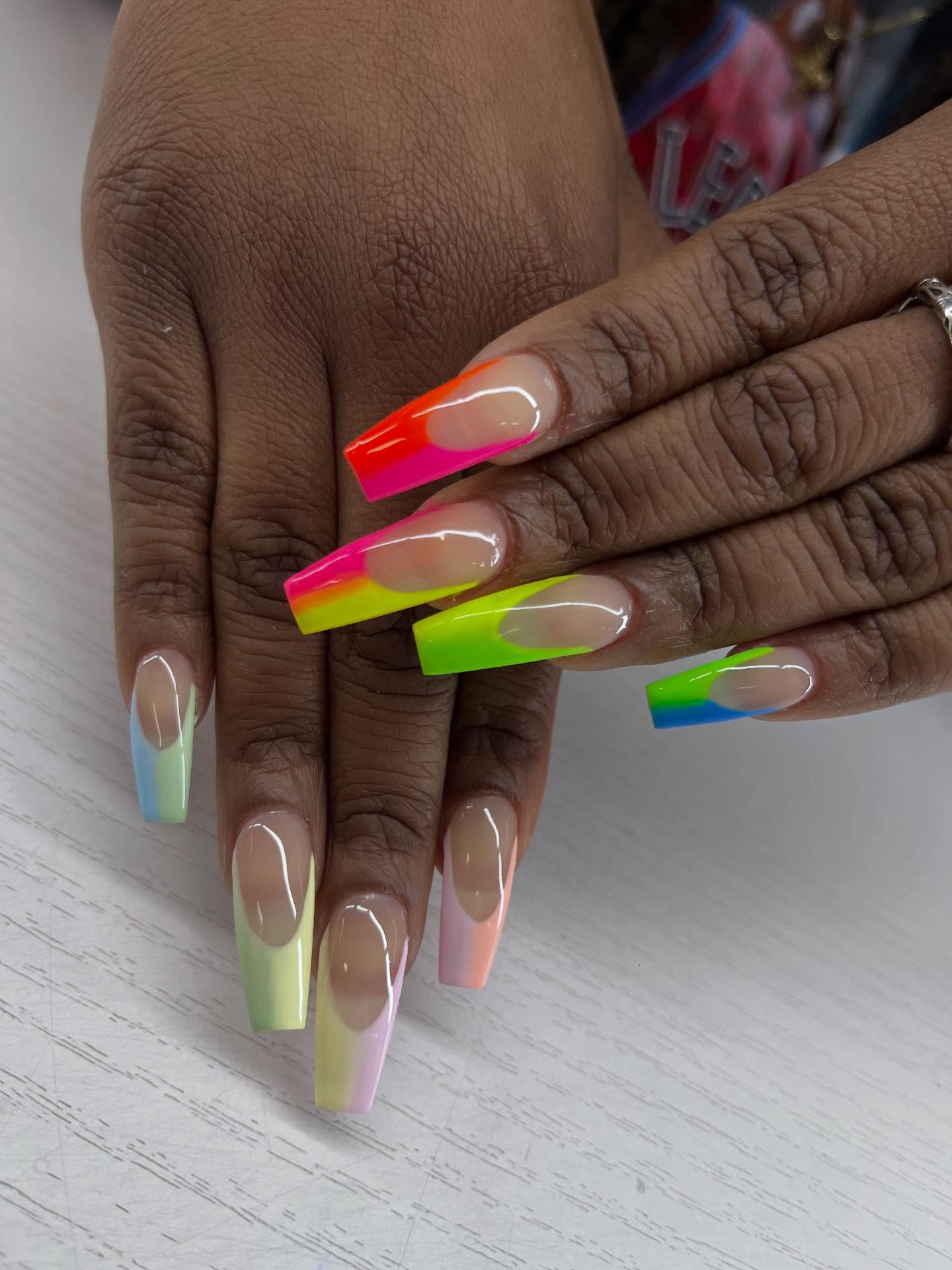 Rainbow Skittles Nails