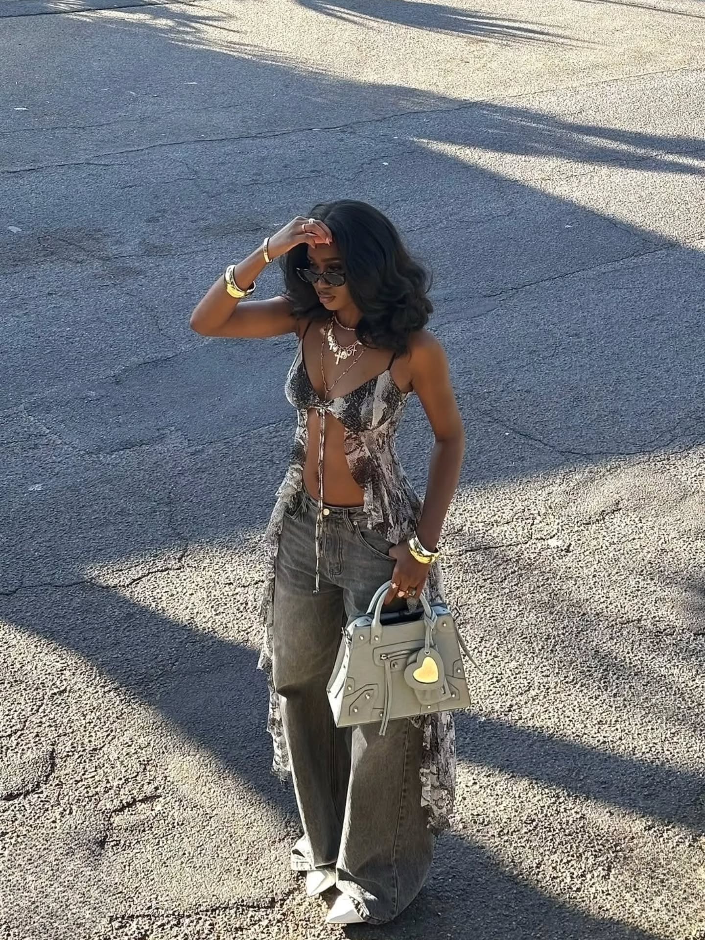 Wide Leg Denim Pants With Chic Top