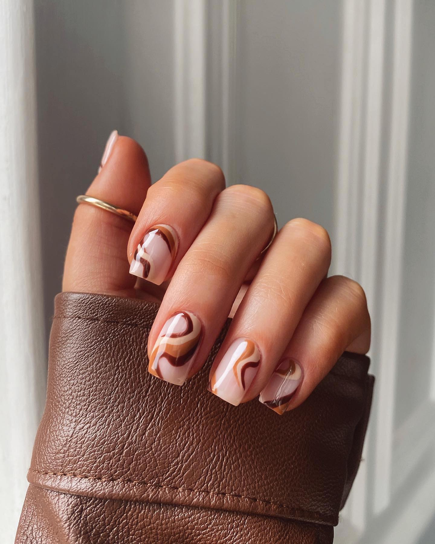 Nude with Chocolate Brown Swirls
