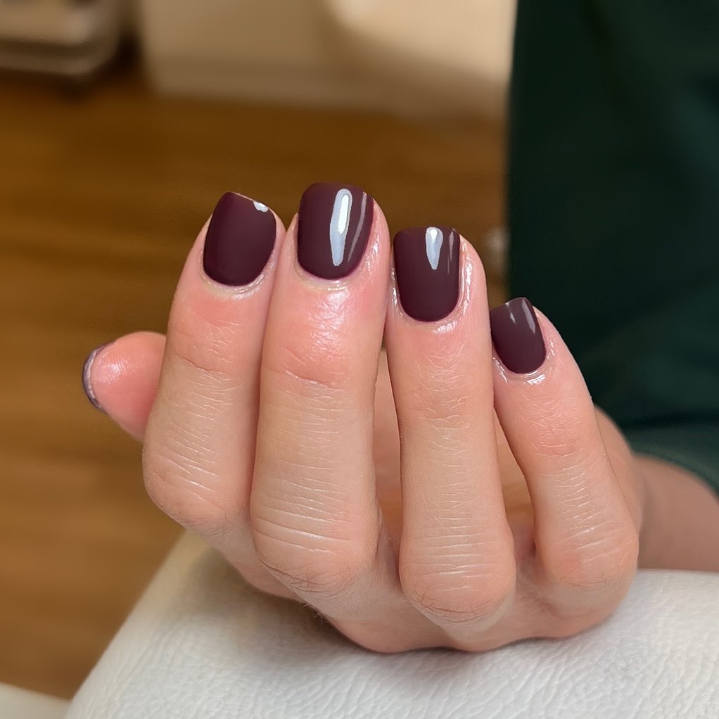 Deep Plum Glossy Nails
