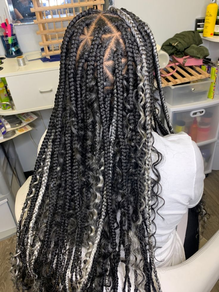 Triangle Highlighted Grey Boho Braids