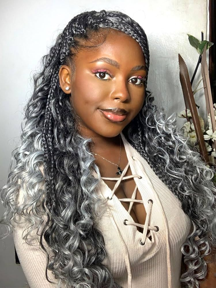 Ombre Gray Bohemian Crochet Box Braids