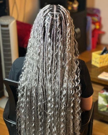 Long boho Grey Braids