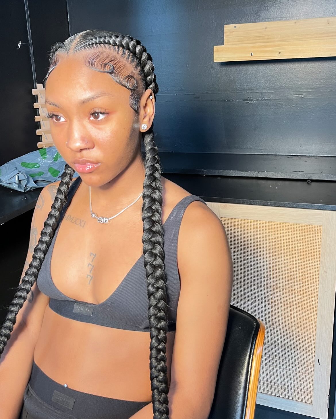 Huge Twin Cornrow Braids