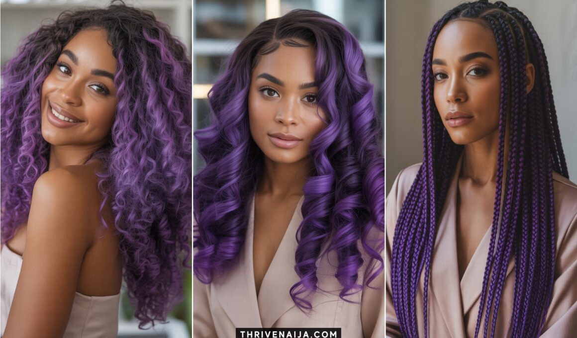 21 Purple Hairstyle Ideas For Black Women ThriveNaija