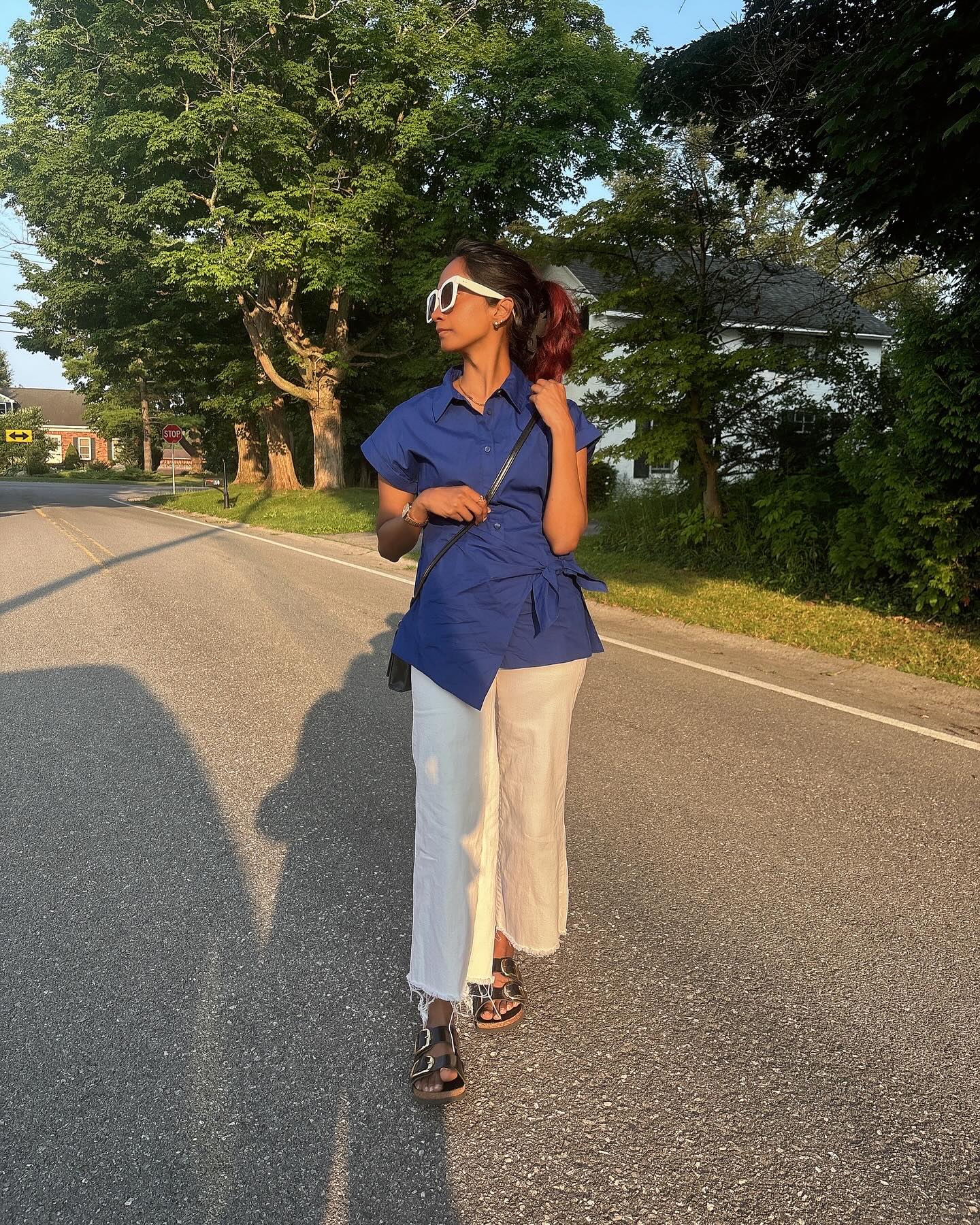 White Jeans With Blue Top