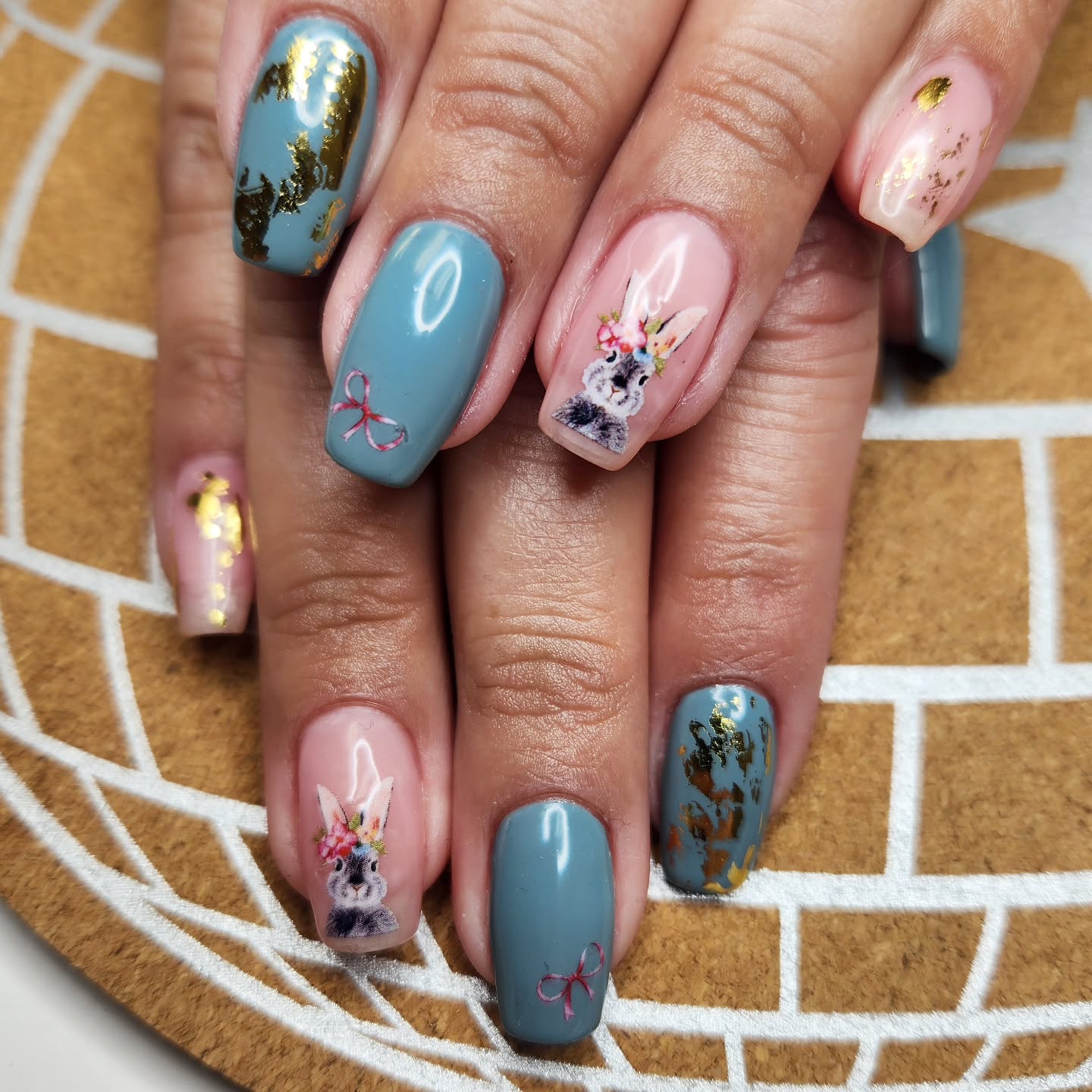 Dusty Blue with Gold Accents