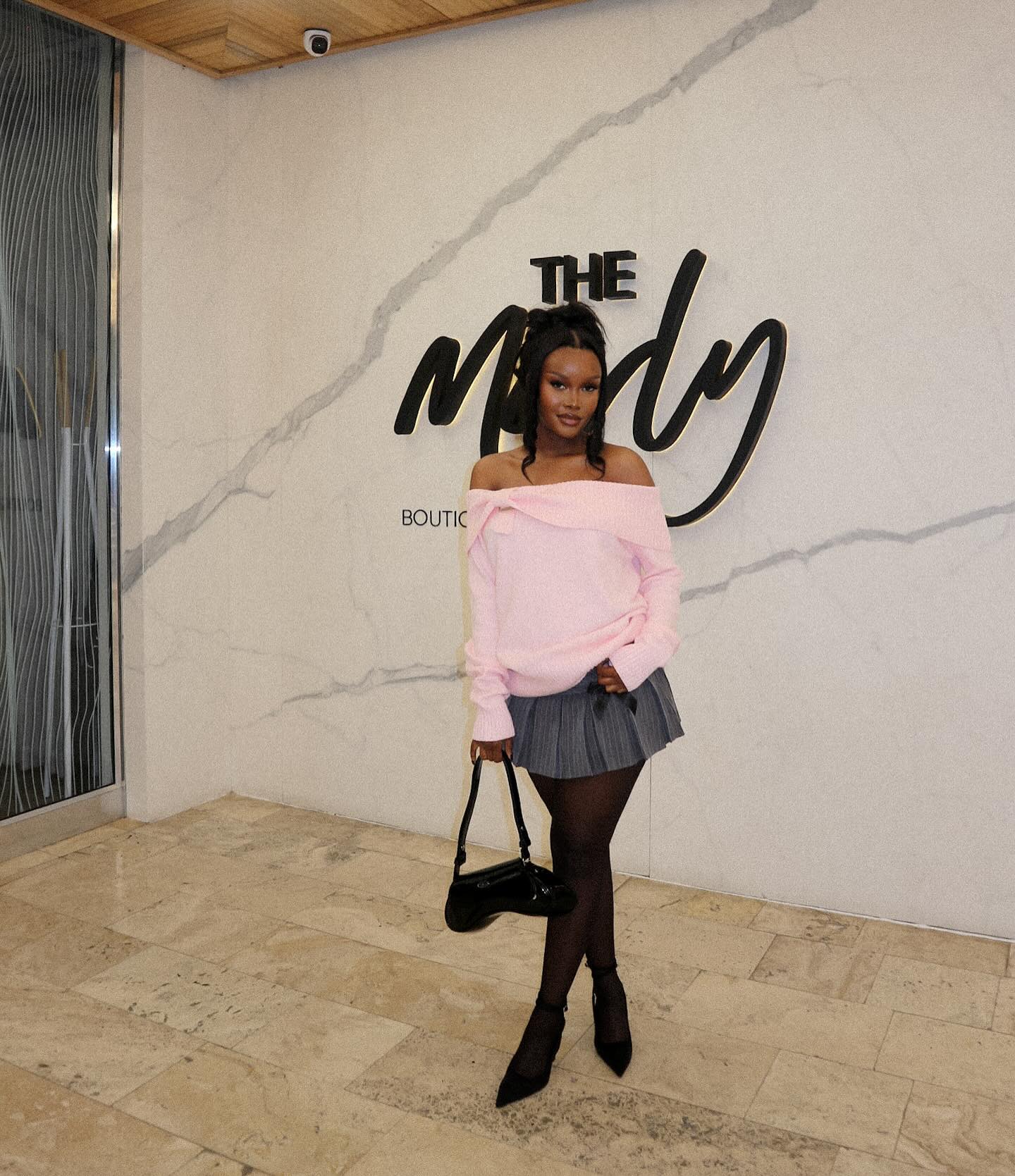 Buckled off-shoulder sweater 