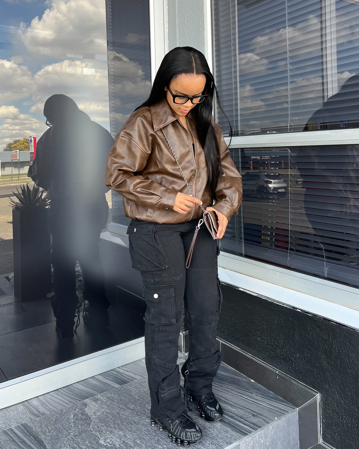 Oversized faux leather jacket