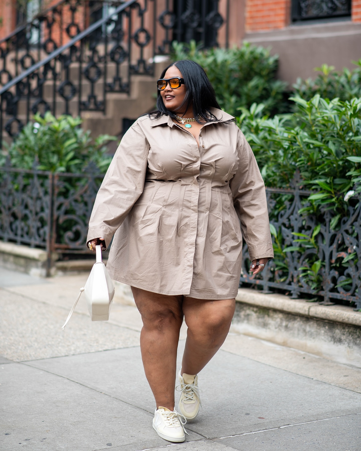 Cute Shirt Dress with Sneakers