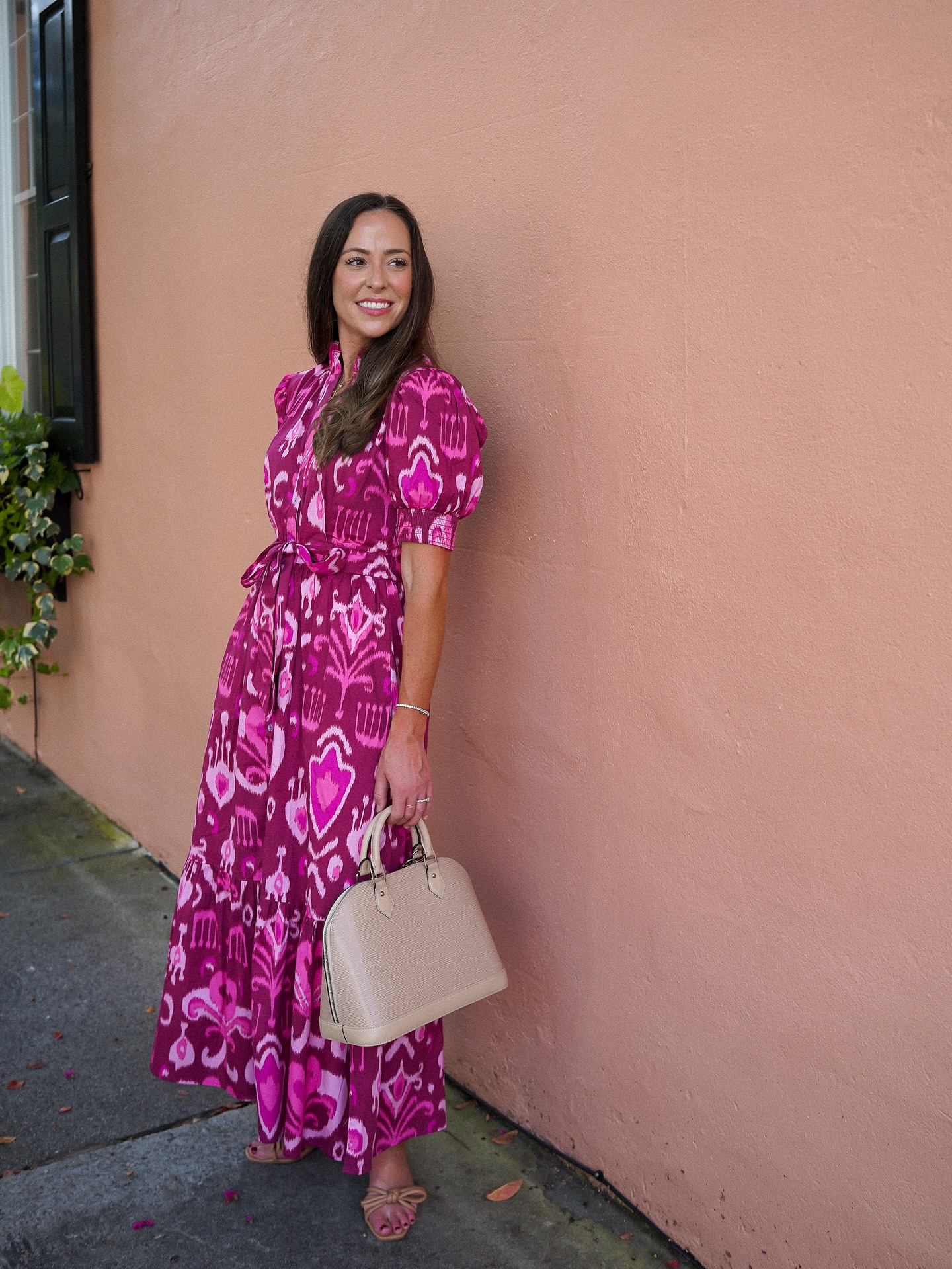 Dreamy print gown with a colorful fall palette