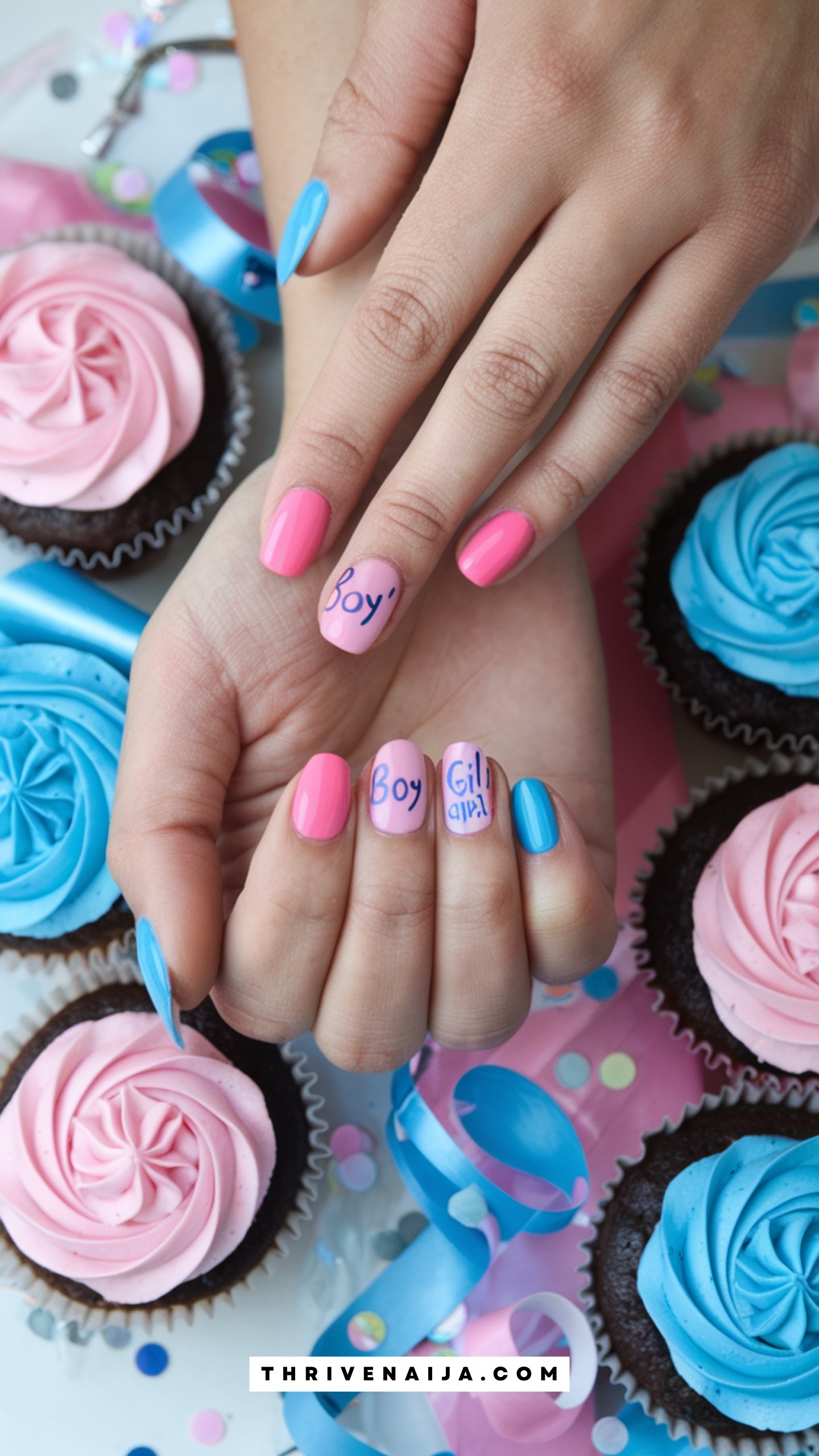 Boy or Girl Accent Text Nails