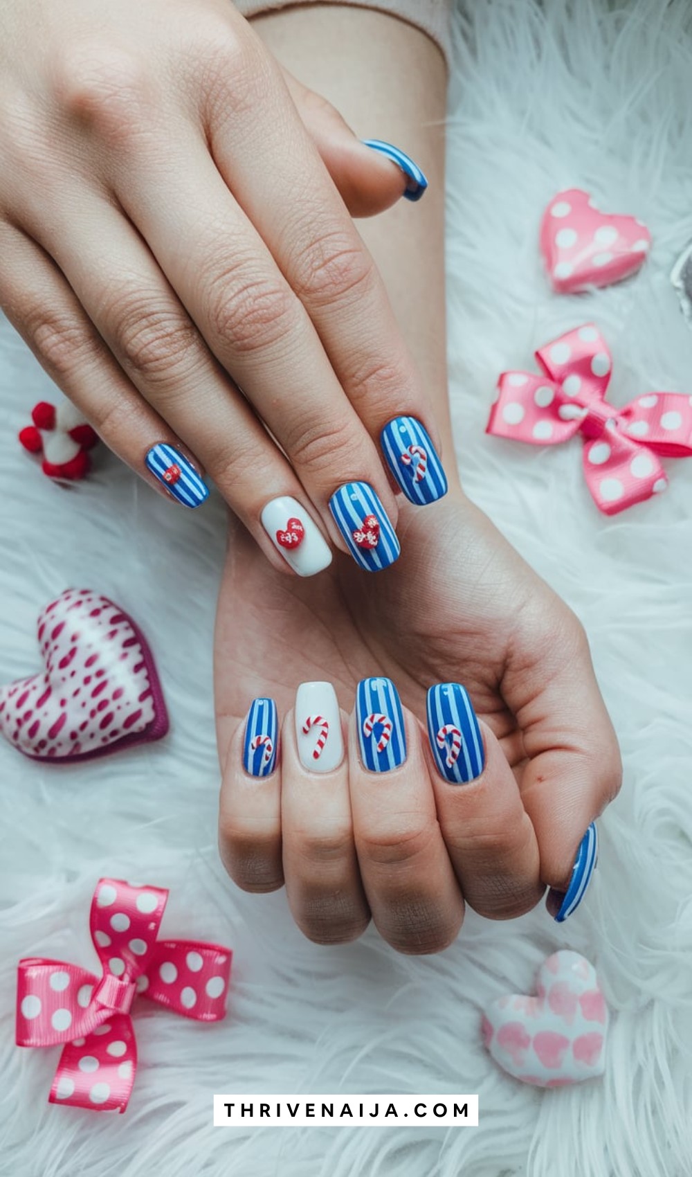 Candy Cane Stripe Medium Nails