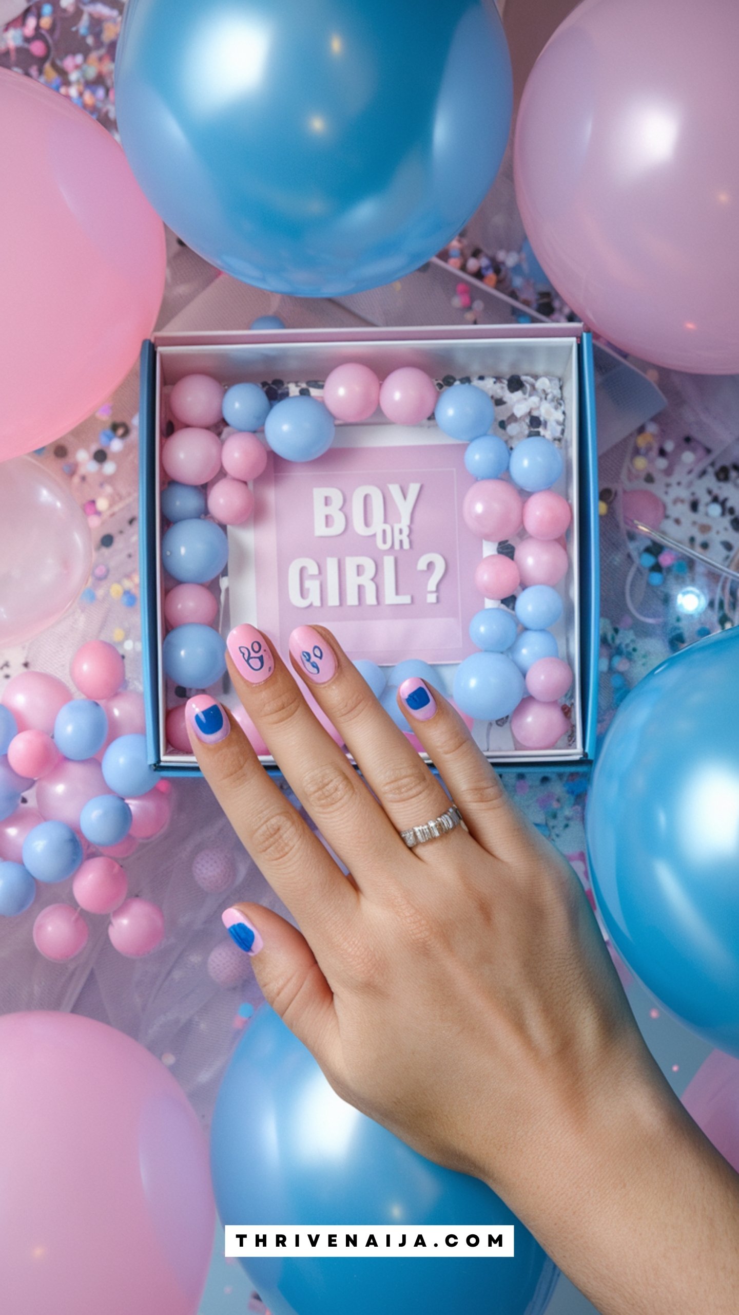 Gender Reveal Balloon Nails