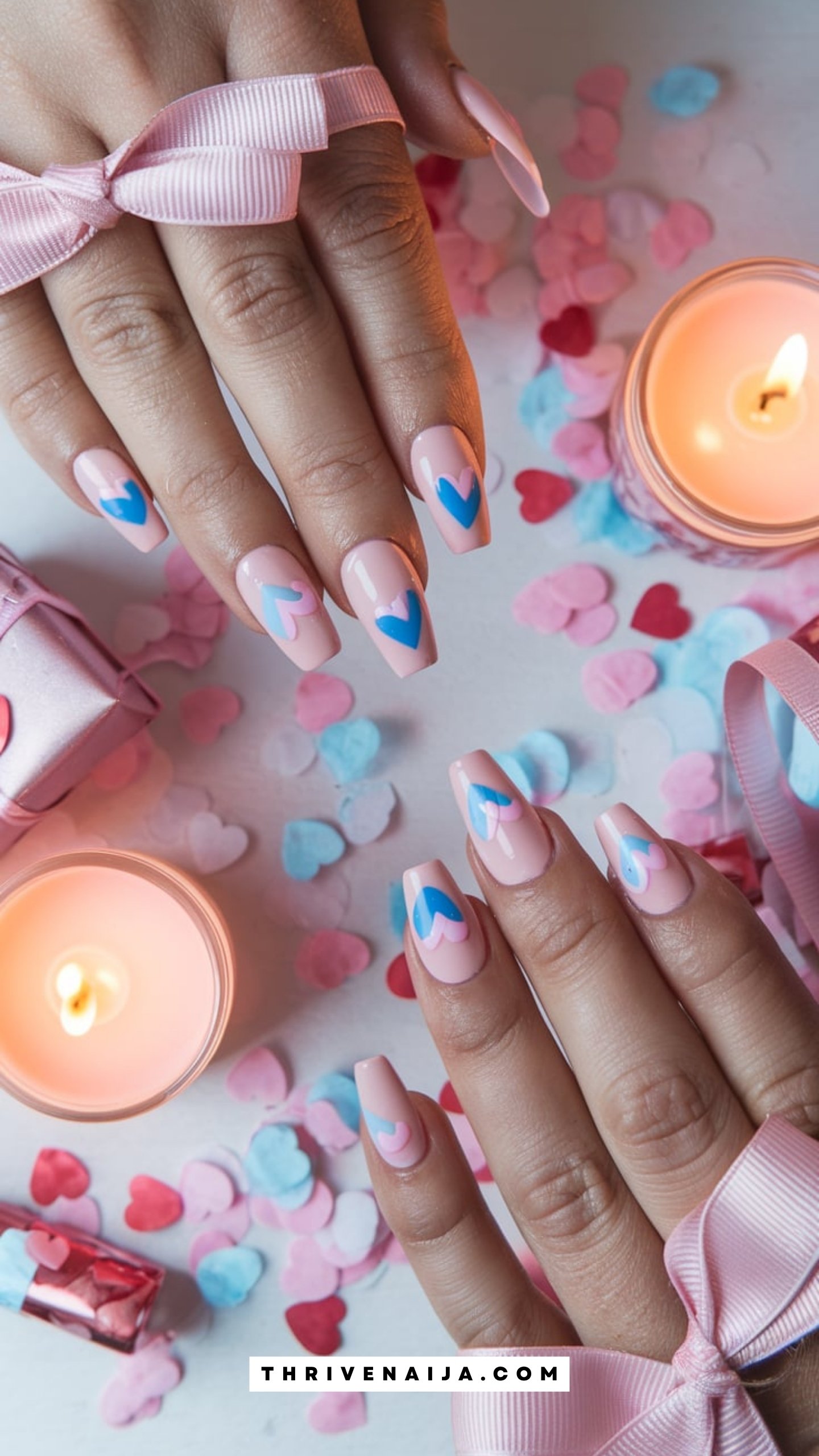 Hearts of Both Colors Nails