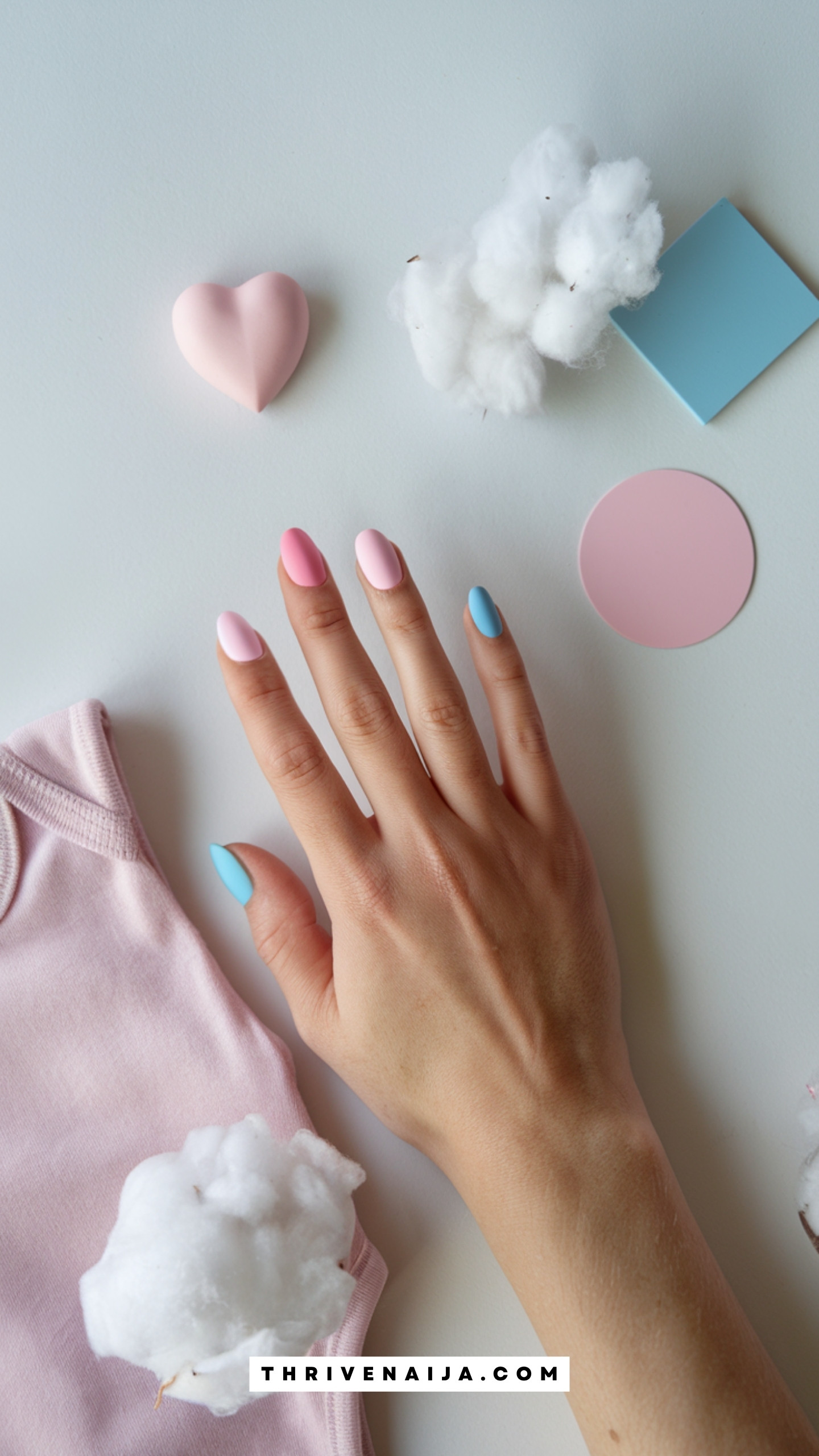 Matte Pink and Blue Duo Nails