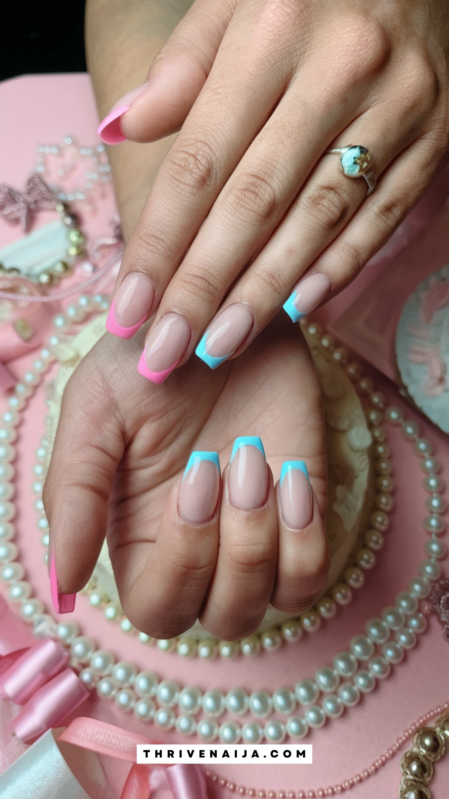Pink and Blue French Tips
