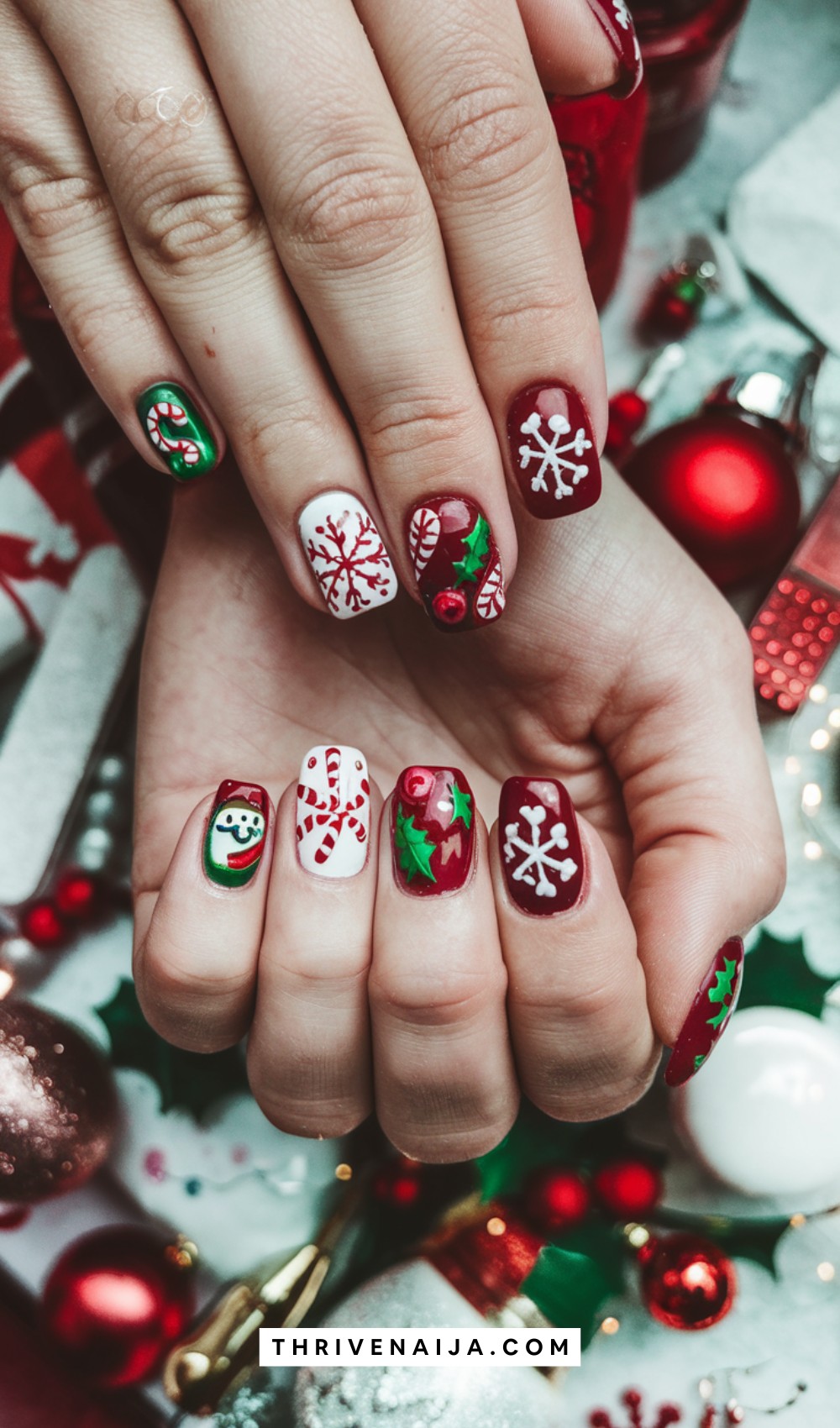 Short Snowman Nail Design