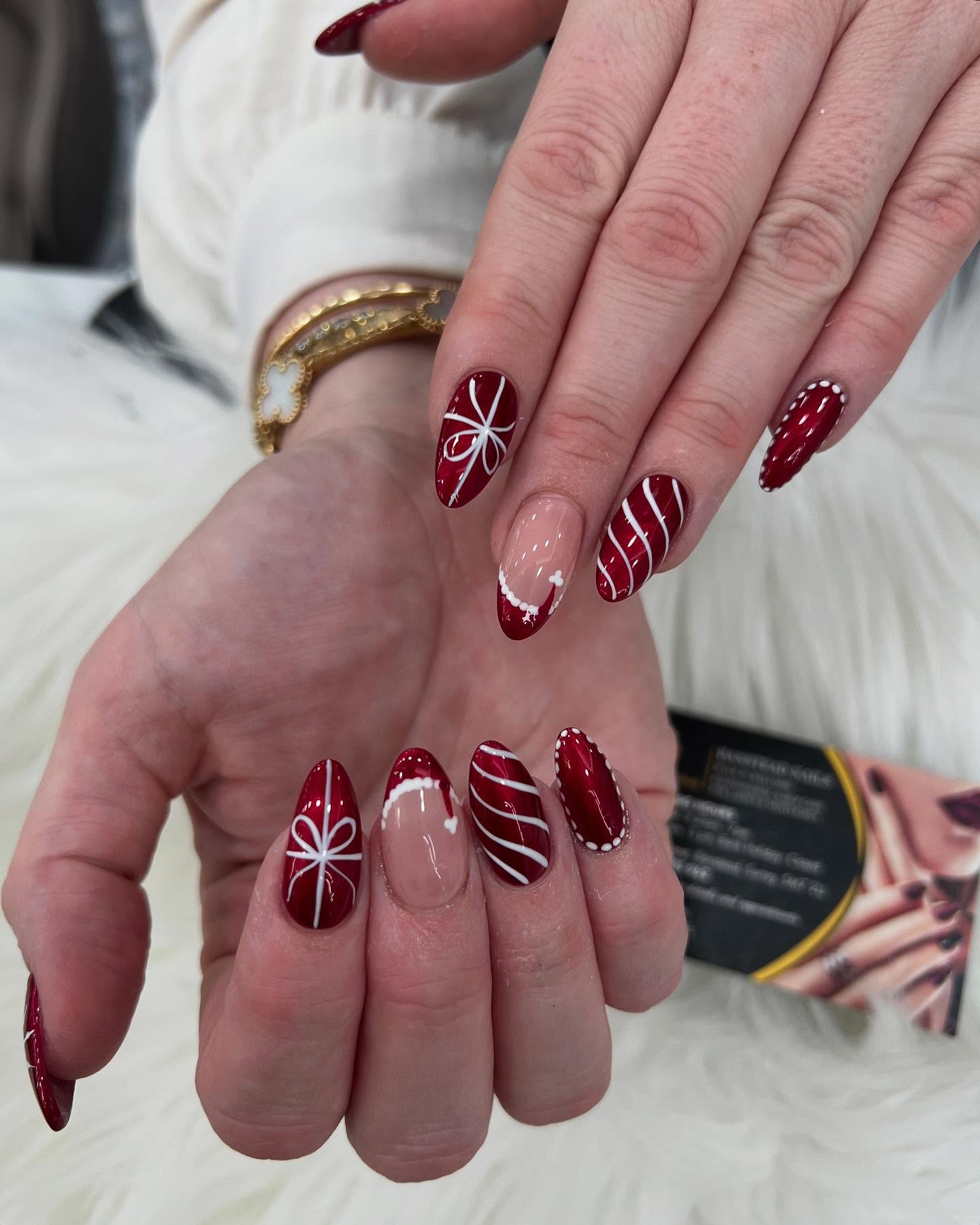 Red And White Winter Nails