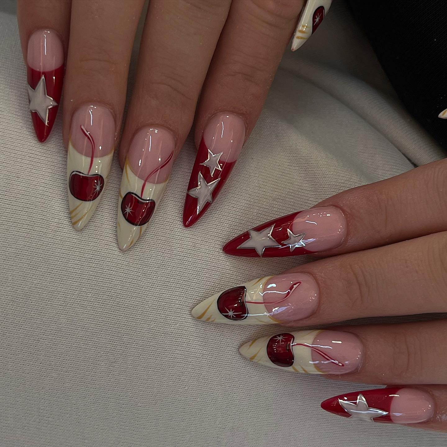 Cherry Red Long Nails