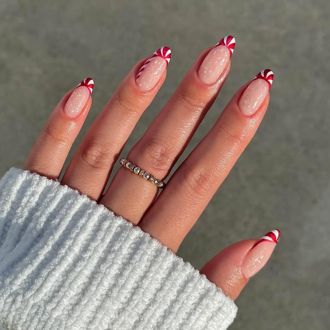 Candy cane snowy tips