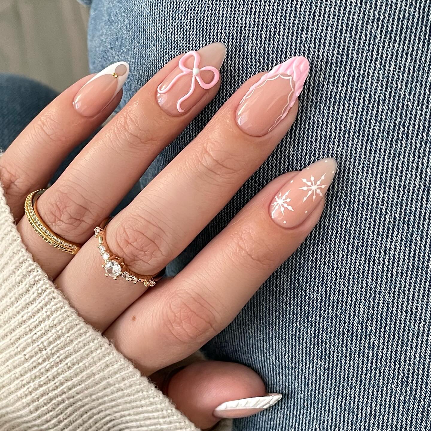 Dainty Pink Winter Nails